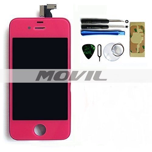iPhone4S screen replacement repair parts kit Full Front Glass hot pink